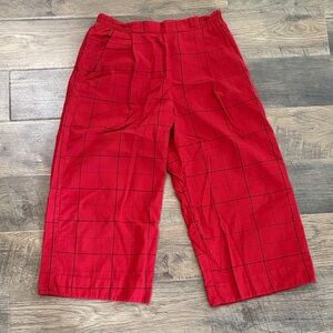 Red Windowpane Cropped Pants